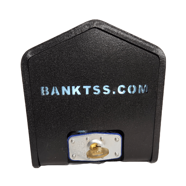 BankTSS BT1 Coupler Lock, a durable trailer security part used with lawn mower parts transport—fits 2-5/16" couplers.