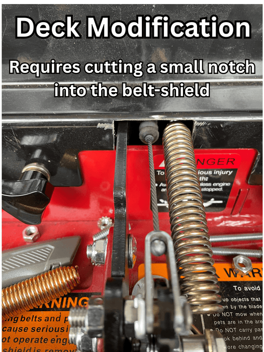 7BR70-TEF GrassFlap™ brand chute blocker for Bradley Stand-On Mower with No-Drill Flap Mount & Foot Pedal GrassFlap GrassFlap