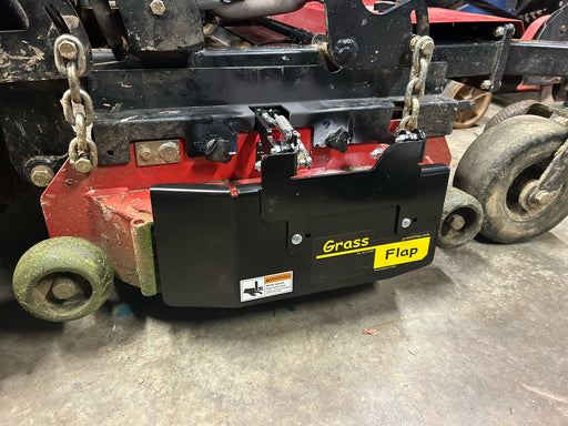 7BR70-TEF GrassFlap™ brand chute blocker for Bradley Stand-On Mower with No-Drill Flap Mount & Foot Pedal GrassFlap GrassFlap