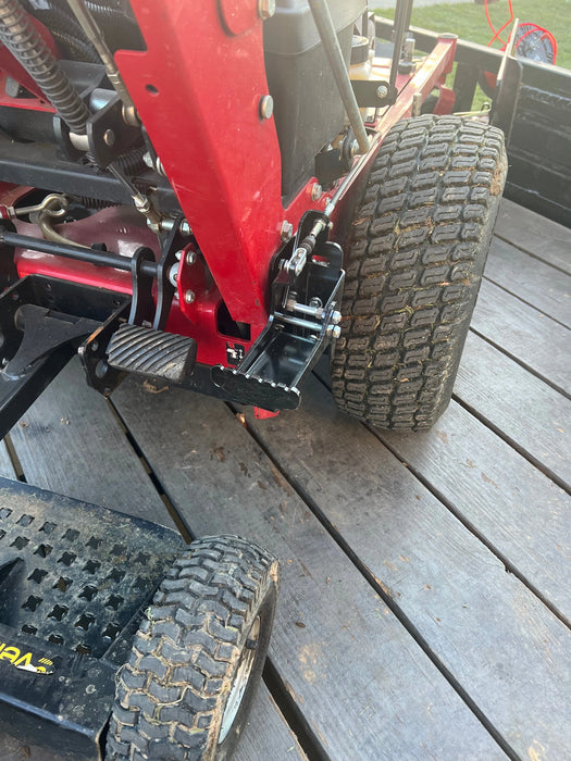 41W70-6-A9 Low Profile Heavy-Duty GrassFlap™ brand chute blocker with RE Pedal, 2 inch Spacer Kit and Pedal Angle Mount GrassFlap GrassFlap