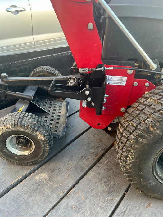 41W70-6-A9 Low Profile Heavy-Duty GrassFlap™ brand chute blocker with RE Pedal, 2 inch Spacer Kit and Pedal Angle Mount GrassFlap GrassFlap