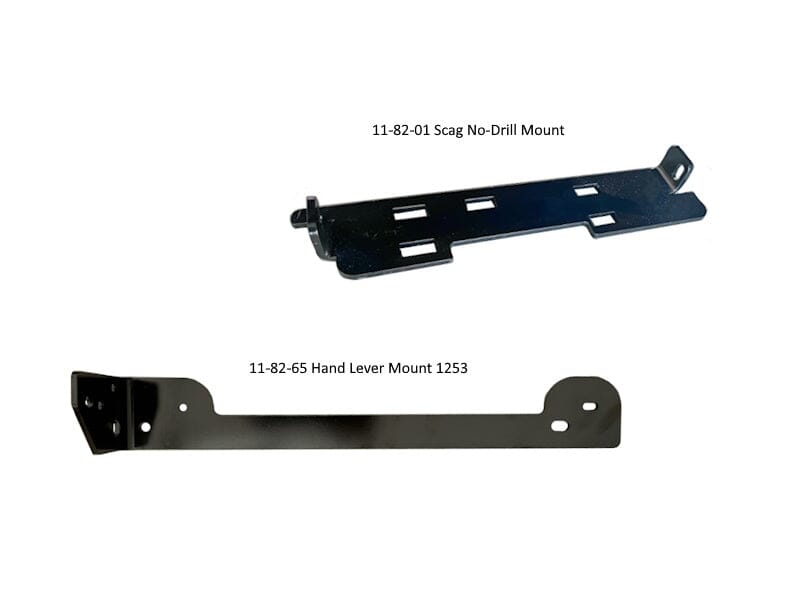 44S2M50-H5L-B14 GrassFlap® brand chute blocker Direct Bolt with Steel Blocker Plate and H5L hand lever Includes Scag No-Drill Mount & Hand Lever Mount 1253
