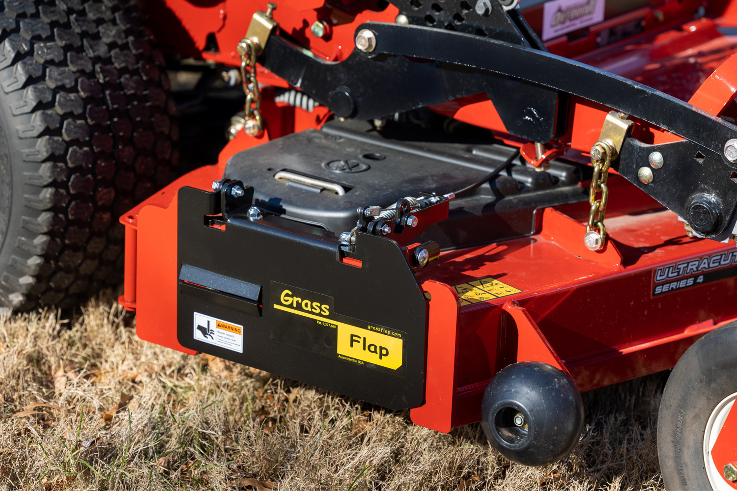 grass flap on zero turn mower.