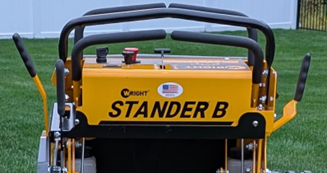 Wright Stander B mower with side discharge chute and GrassFlap™ chute blocker installed