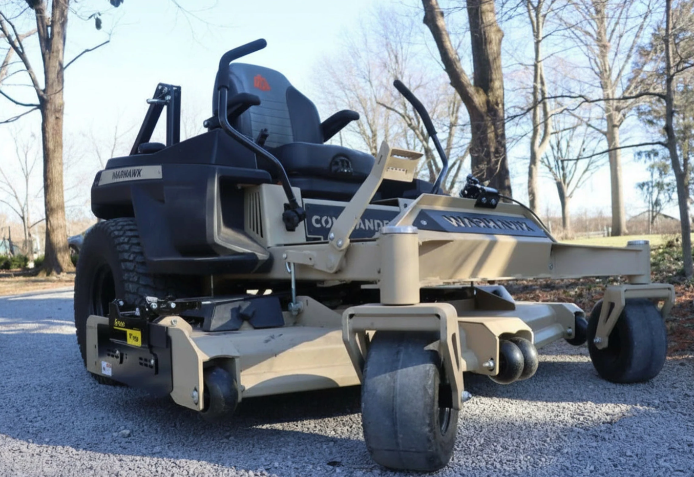Grassflap chute blocker installed on warhawk mower
